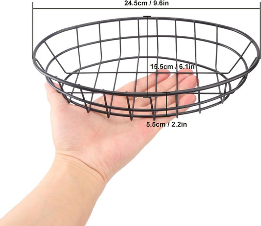 13 Pack Wire Bread Basket with 50 Sheets Deli Wrappers Paper, 9.65 x 6.1 x 2.17 Inch Metal Oval Bread Basket for Food & Fruit Serving – Durable Black Wire Baskets for Home & Kitchen