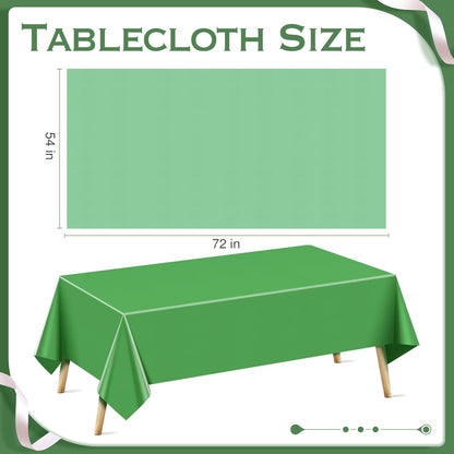 4 Pieces Dark Green Series Rectangle Tablecloth, 54x72" Solid Color Waterproof & Spillproof Disposable Plastic Table Cover, Durable Party Tablecloth for Dining, Buffet, Picnic, Outdoor Events
