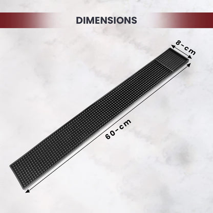 Black Spill Bar Mats Set of 2 (24x3 Inches) | Drying, Durable and Stylish Spill Mats for Bars, Restaurants, Coffee Shops, Bar Mats for Countertop and Table Top, Non-Slip & Non-Toxic Mats