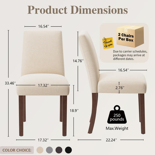 Dining Chairs Set of 4, Modern Dining Room Chair, Upholstered Kitchen Farmhouse Chair for Restaurant & Cafe- Beige