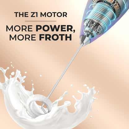 Zulay Kitchen Powerful Milk Frother Wand With 4 AA Duracell Batteries - Ultra Fast Handheld Drink Mixer - Electric Whisk Foam Maker for Coffee, Lattes, Cappuccino, Matcha & Creamer