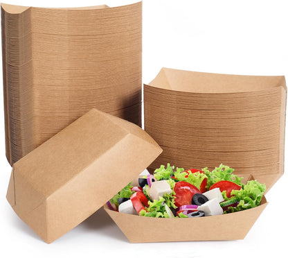 2lb Paper Food Trays, 250 Pack Disposable Paper Food Boat Serving Boats for French Fries Nachos Snack Hot Dog Taco BBQ Popcorn Bachelor Party Picnic