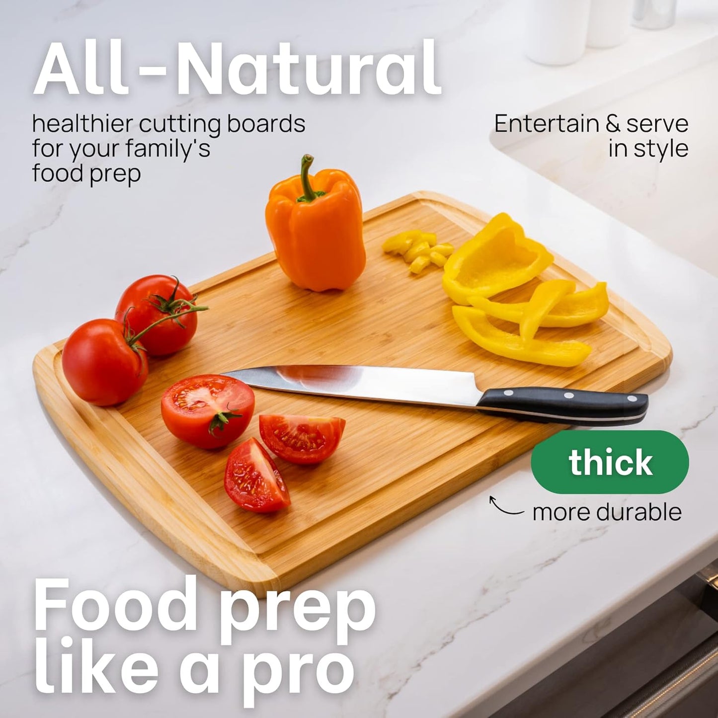 Organic 18 Inch Extra Large Bamboo Cutting Board with Lifetime Replacements - Non Toxic Wood Chopping Board with Juice Groove for Kitchen, Meat, Vegetables, and Food Prep Prep by Greener Chef