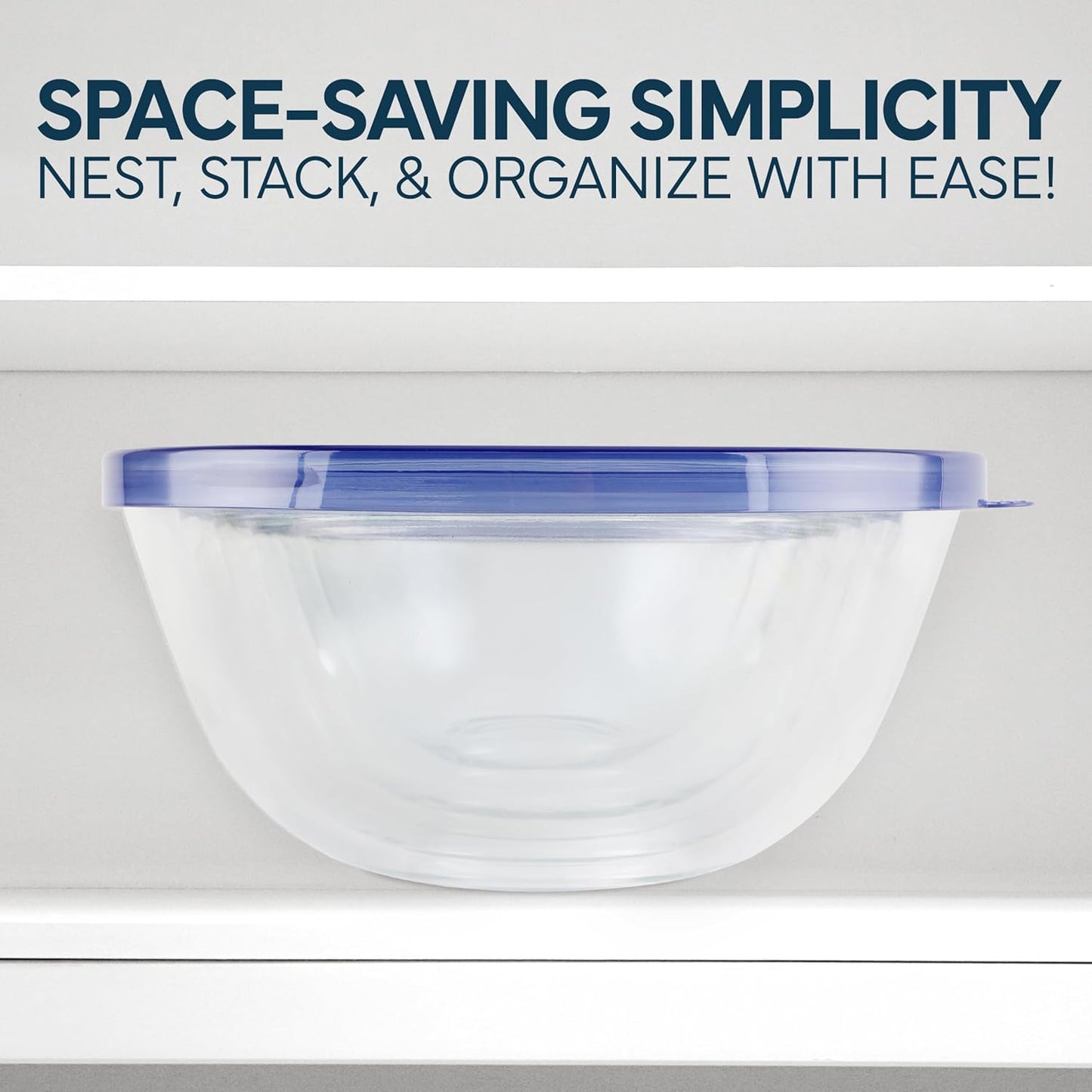 COOK WITH COLOR 12 Pc Glass Mixing Bowl Set with Lids – Borosilicate Glass Nesting Bowls for Cooking, Baking and Meal Prep, Blue