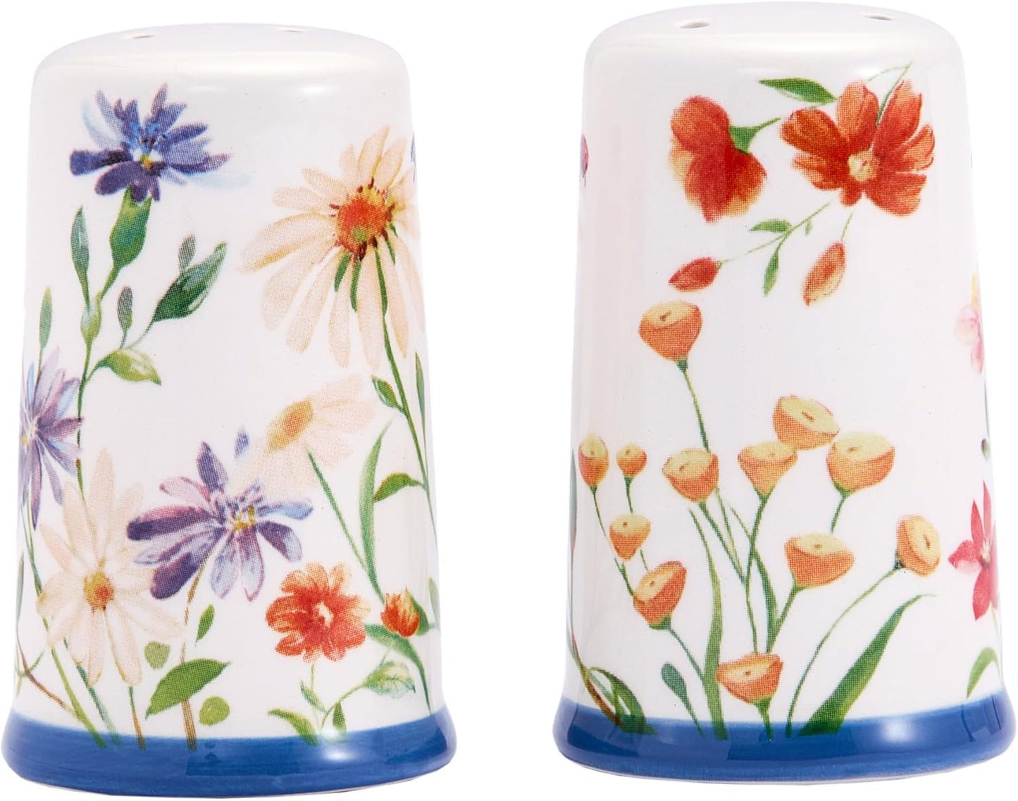 Bico Summer Provence Ceramic Salt & Pepper Shaker Set, for Kitchen or Decor, Dishwasher Safe
