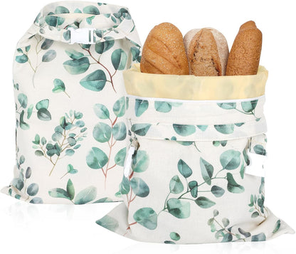 2pcs Reusable Beeswax Bread Bags with Zipper, HSSZXFR Organic Linen Food Storage Cloth Bag, Freshness Preservation Storage to Keep Fresh, for Homemade Sourdough Bread