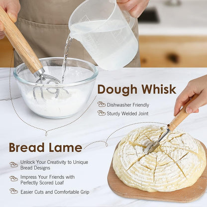 Banneton Bread Proofing Basket, Sourdough Bread Baking Supplies, Round Oval Rattan Rising Proofing Baskets Bowls Set of 2, Artisan Sourdough Bread Gifts for Home Bakers