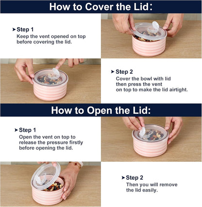 Selamica Ceramic Bowls with Lids, 14 OZ Microwave Safe Bowls with Lids for Lunch Picnic, 5 Inch Ceramic Food Storage Containers for Leftovers, Soup, Salad, Meal Prep, Cereal, Set of 4, Gradient Color