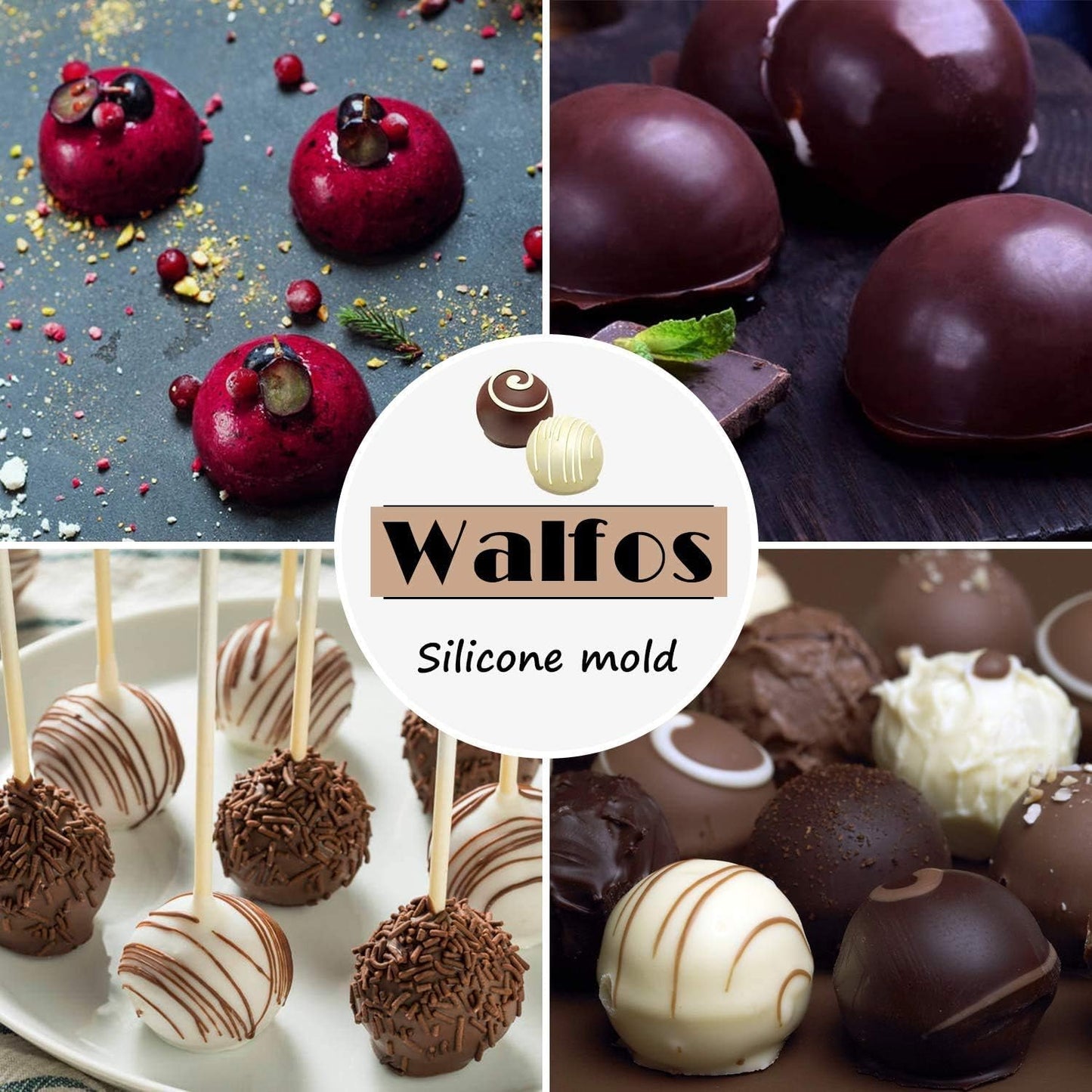 Mini 24-Cavity Semi Circular Silicone Mold, 2 Packs Half Sphere Silicone Baking Molds for Making Jelly, Chocolates and Cake