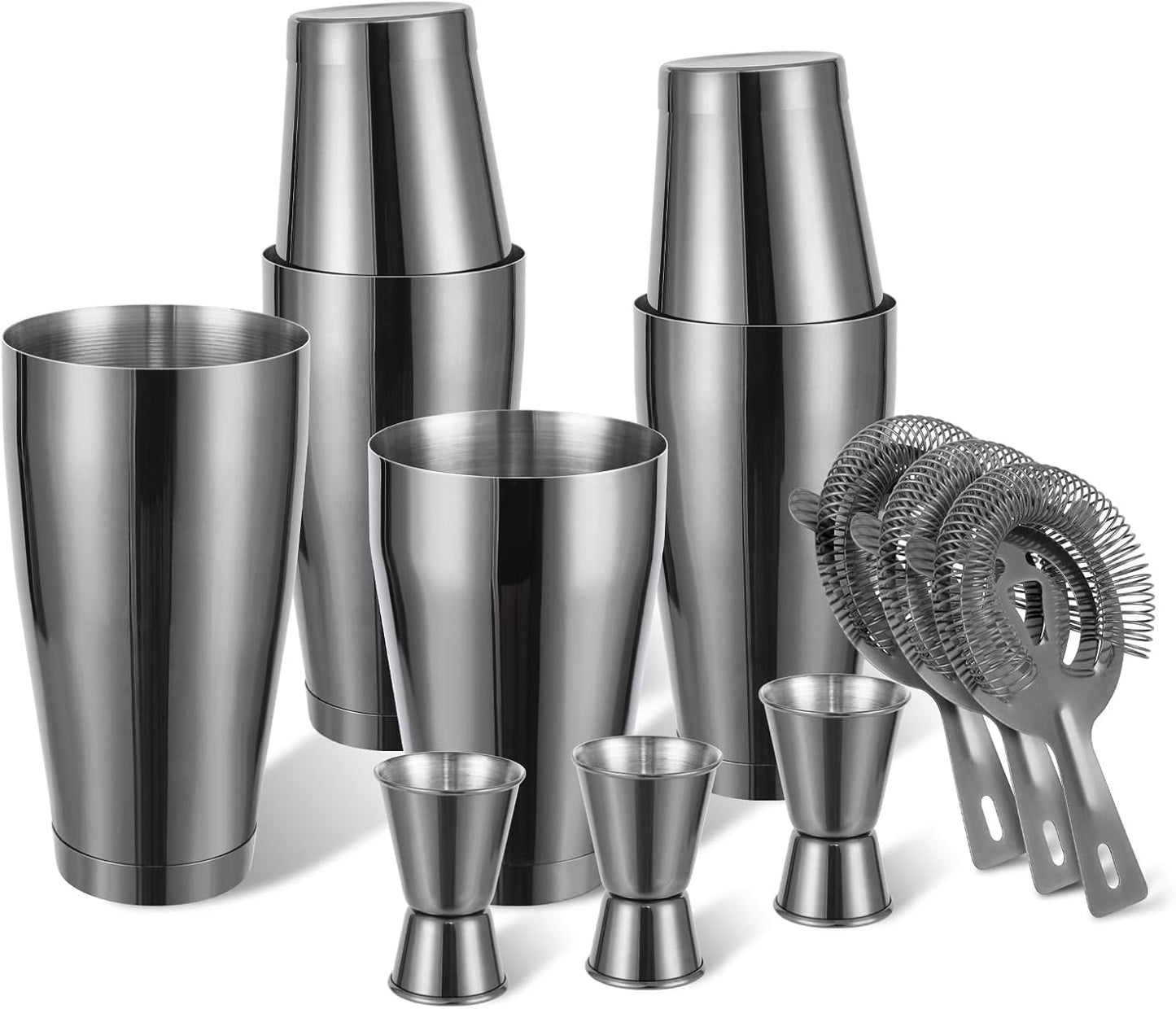 Boston Shaker Cocktail Set Bartender Kit, 12 Pcs Drink Shaker with Strainer Bartending Martini Shaker Tin with 18oz & 28oz Mixed Alcohol Shaker Professional Stainless Steel Bar Tool for Beginner