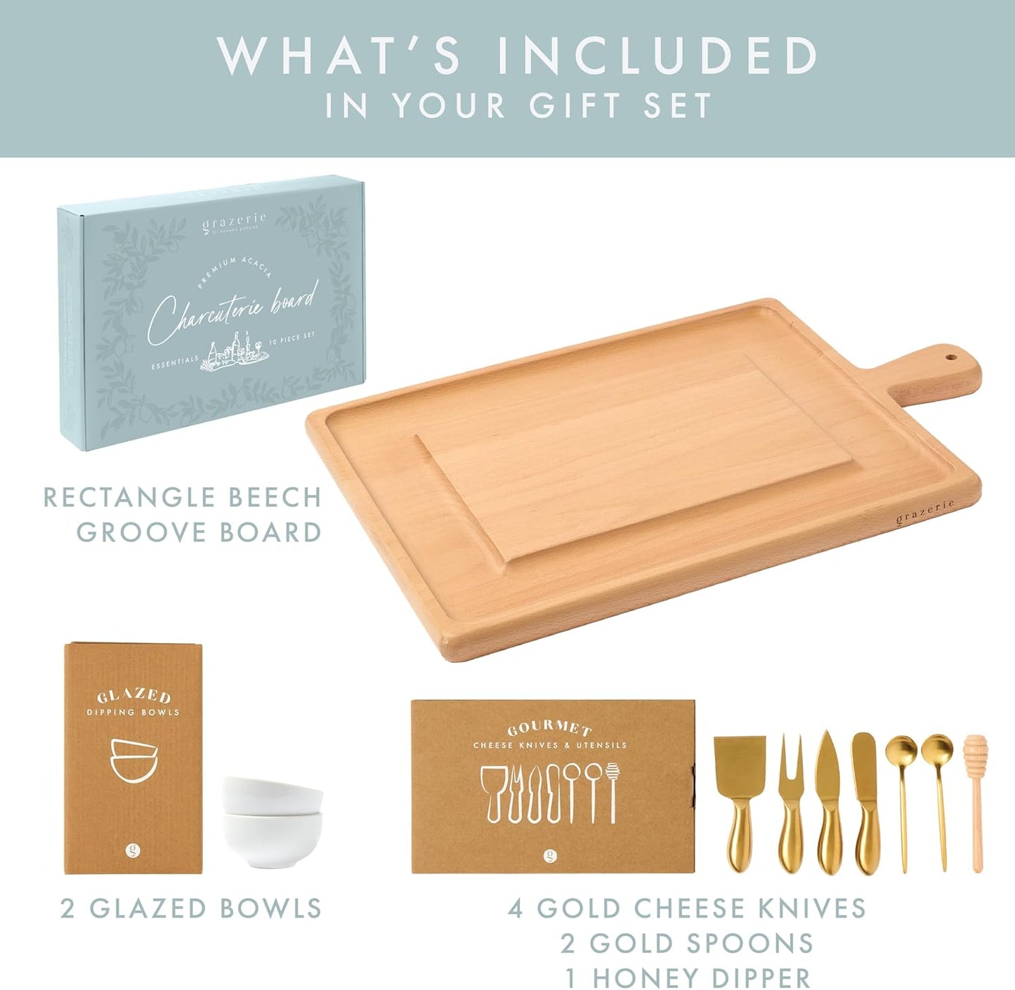 Charcuterie Board Set - Solid Wood Cheese Board for Serving with Accessories - House Warming Gifts for New Home, Bridal Shower & Wedding Gift, Birthday Gifts for Women