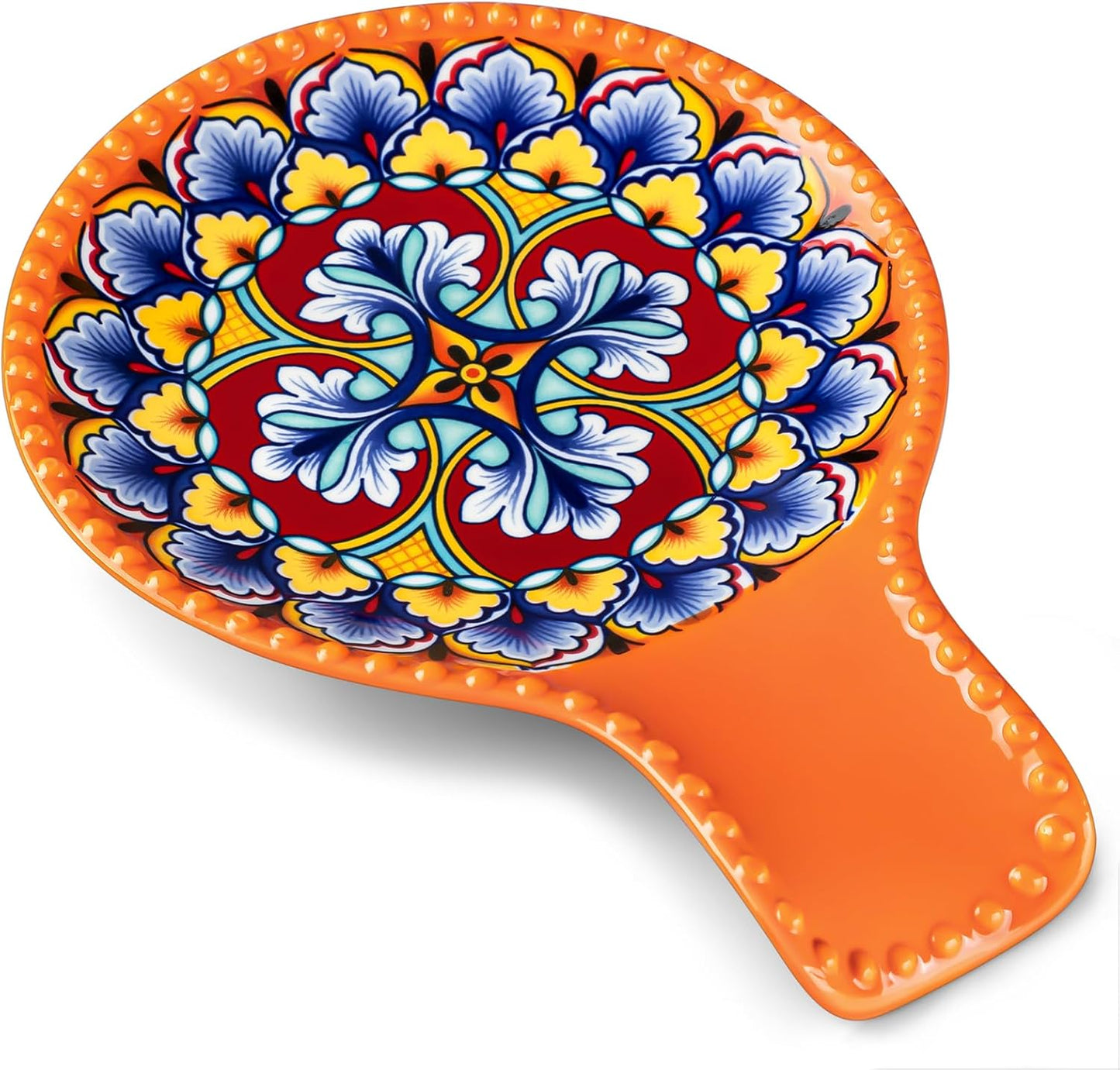 vancasso Ceramic Spoon Rest for Stove Top, 7.7 Inch Cooking Spoon Holder for Kitchen Counter Decor, Spoon Holder for Coffee Spoon Rest, Spoon Cradle, Spatula, Spoons or Tongs, Decorations, Orange