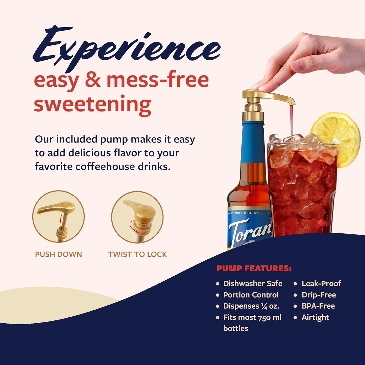 Torani Sugar Free Raspberry Syrup and Sugar Free Peach Syrup Variety 2-Pack, Flavored Syrups for Drinks, Pumps Included, 25.4 Fl Oz Ea