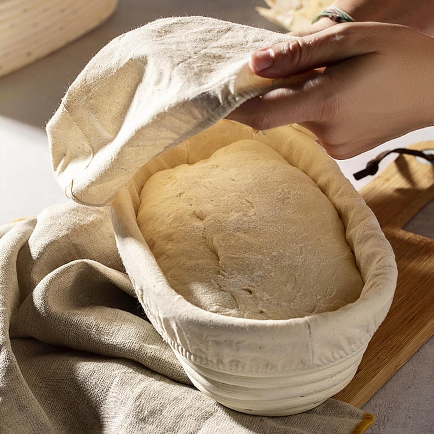 Banneton Bread Proofing Basket, Sourdough Bread Baking Supplies, Round Oval Rattan Rising Proofing Baskets Bowls Set of 2, Artisan Sourdough Bread Gifts for Home Bakers