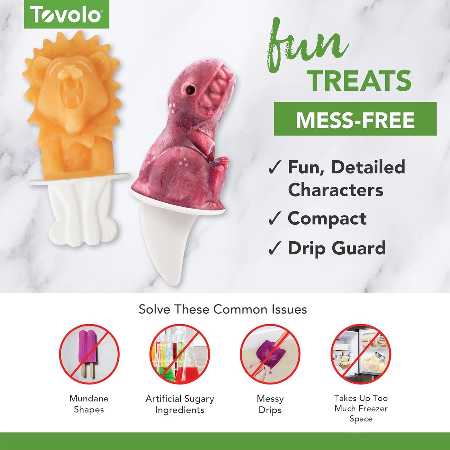 Tovolo Silicone Popsicle Molds with Sticks (Ocean Friends) - Ice Pop Molds with 4 Cavities for Homemade Flavored Ice Pops & Frozen Snacks - Popsicle Maker with Drip-Guards, Dishwasher Safe & BPA-Free
