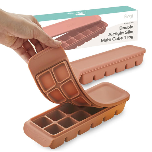 Silicone Ice Cube Freezer Tray with Lid, 100% Food-Grade Platinum Silicone,Leak Resistance & Dishwasher Safe for Baby Food Prep,Breast Milk,Purees - Korean Made (Indie Pink 0.7 oz/12 Sections)