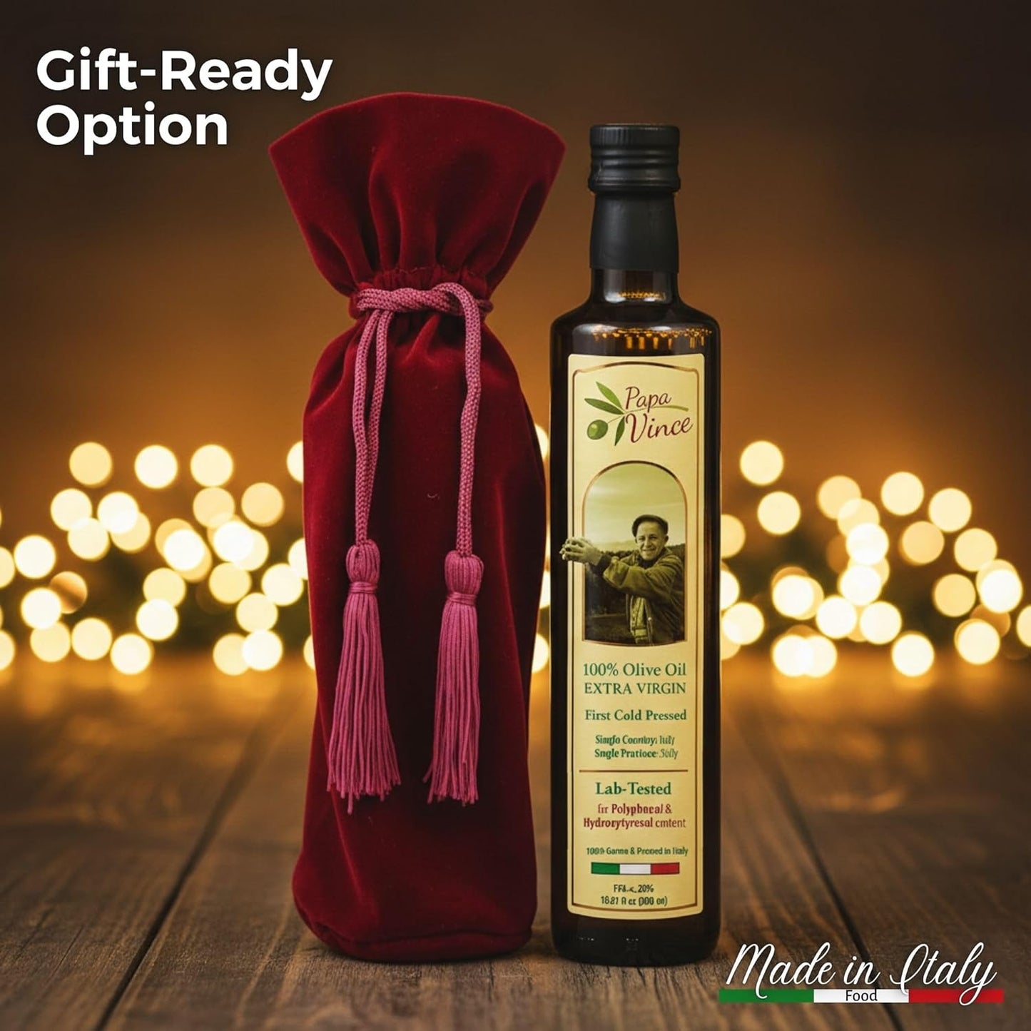 Papa Vince Olive Oil Gourmet Gift - Dipping Olive Oil, First Cold Pressed, Extra Virgin, Premium Harvest, Peppery finish, Bread Dipping Olive oil. Great for Drinking and Drizzling. Family-owned, Sicily Italy