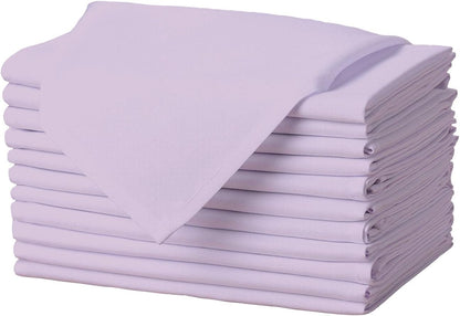 Gee Di Moda Cloth Napkins - 17 x 17 Inch Lavender Dinner Napkins - Set of 12 Soft & Absorbent Washable Fabric Cloth Table Napkins with Hemmed Edges for Hotel Restaurant, Holiday Parties & Wedding