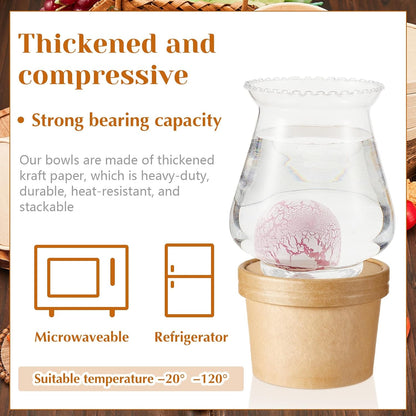 Sabary 50 Pack 8 oz Paper Soup Containers with Lid Disposable Kraft Soup Food Bowl Microwavable Food Storage Ice Cream Containers Nice for Restaurants (Brown)