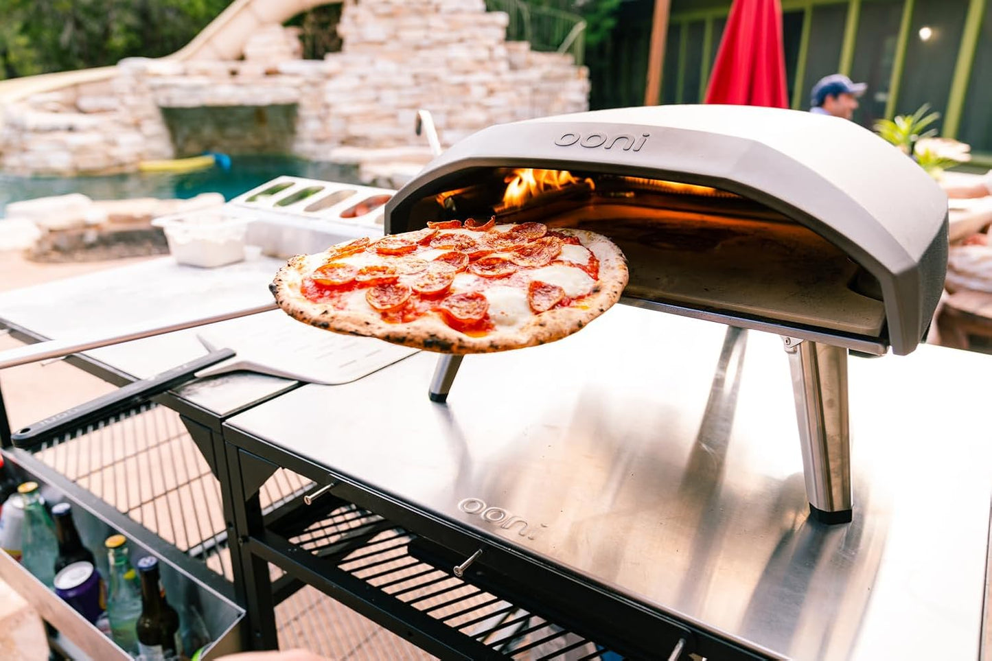 ooni Pizza Turning Peel - 7 Inch Aluminum Perforated Pizza Peel, Lightweight Metal Pizza Turner with Long Handle, Pizza Tools, Pizza Oven Accessories