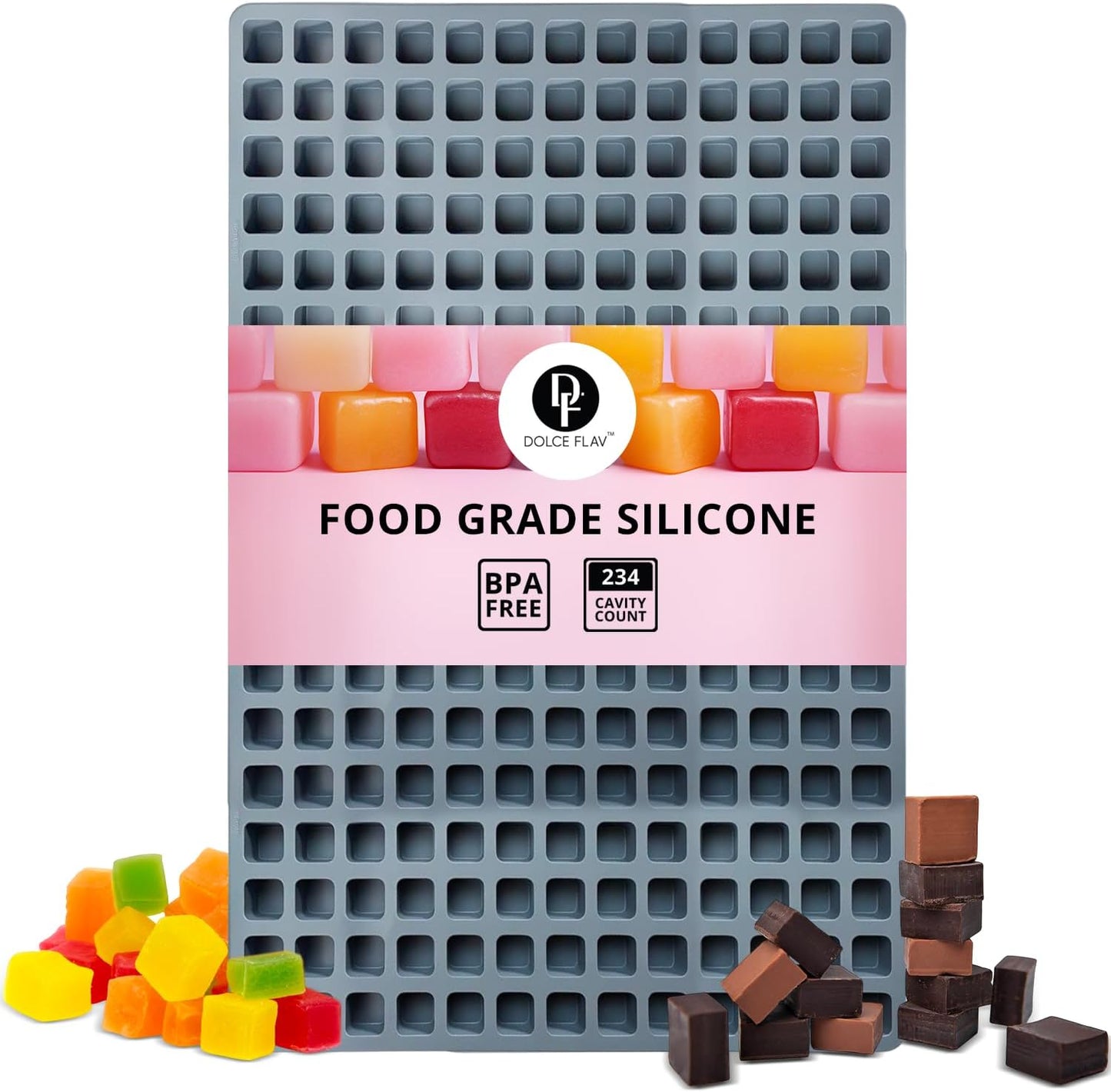 Silicone 6.5ml Cube Candy Molds for Chocolate, Gummy & Baking | 234 Cavities Confectionery Molds | Food-Grade, BPA-Free Silicone for Homemade Treats & Desserts | Dolce Flav