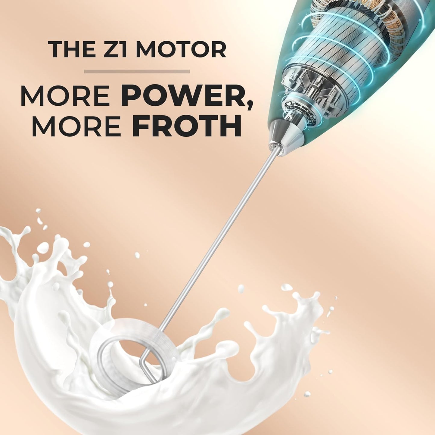 Zulay Kitchen Powerful Milk Frother Wand With 4 AA Duracell Batteries - Ultra Fast Handheld Drink Mixer - Electric Whisk Foam Maker for Coffee, Lattes, Cappuccino, Matcha & Creamer