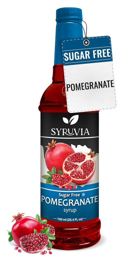 Syruvia Sugar-Free Pomegranate Syrup, Flavored Syrup for Drinks, Cocktails, Lemonades, Iced Teas, and Desserts – 25.4 fl oz