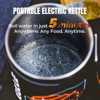 Electric Kettle, 120V Portable Water Boiler for Coffee & Tea, 304 Stainless Steel Mini Tea Kettle, 500W Fast Boiling Water with Auto Shut-Off, Camping & Travel Essentials