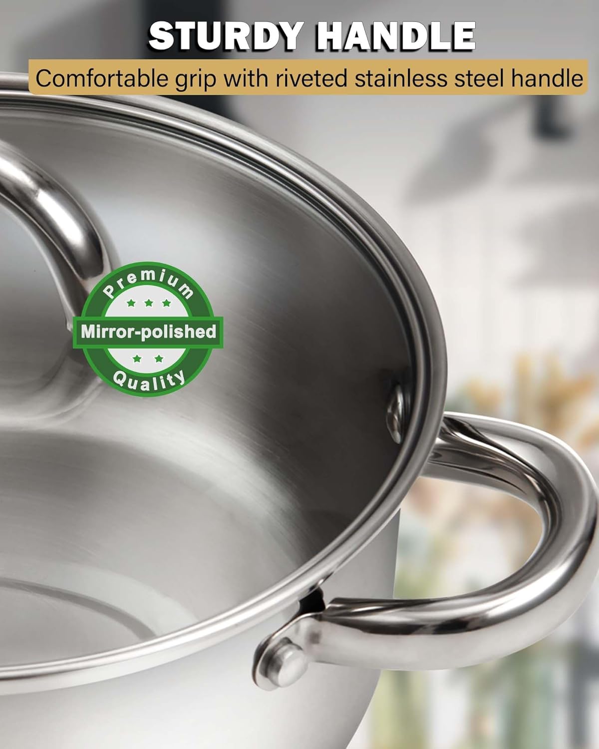 Cook N Home Stockpot with Lid, Basics Stainless Steel Soup Pot, 12-Quart