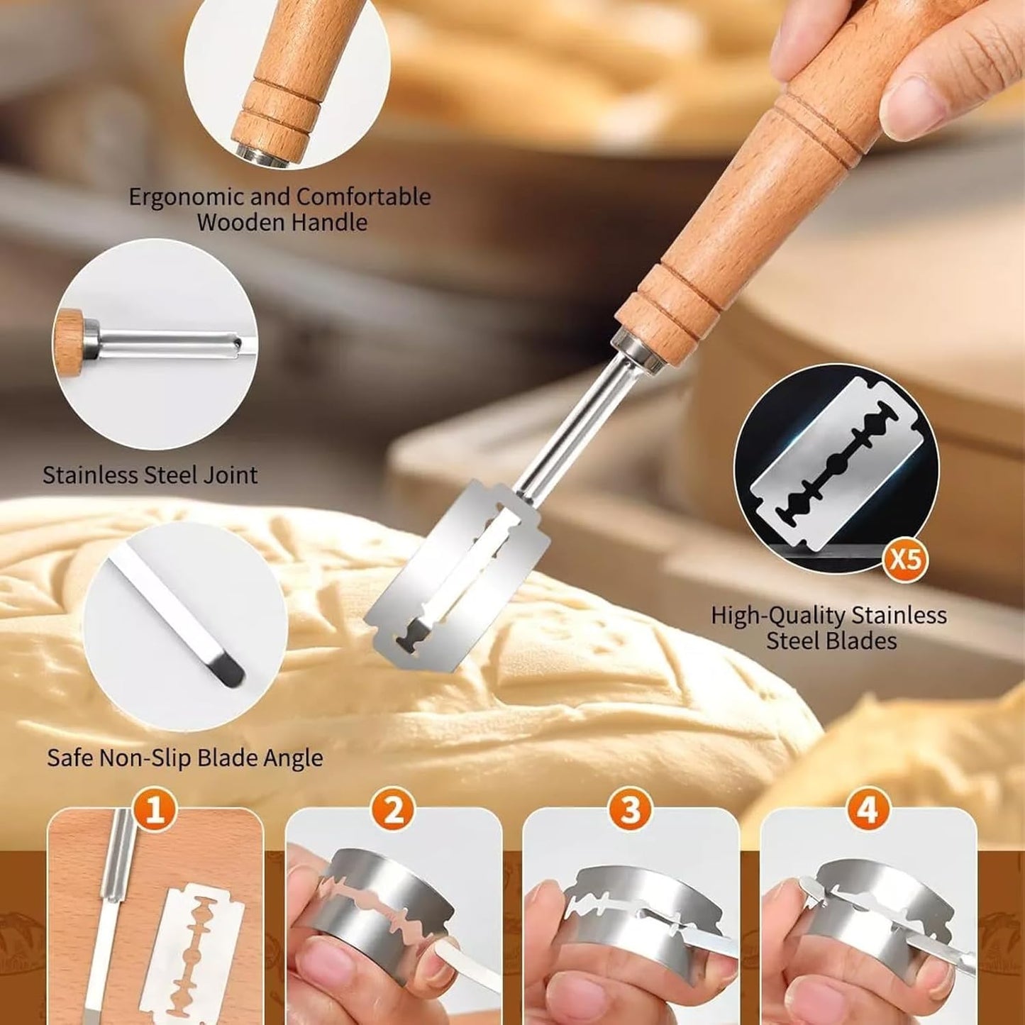 Banneton Bread Proofing Basket - Rattan Proofing Baskets for Sourdough Bread | Banneton Baskets Bowls with Linen Liners for Artisan Homemade Bread Baking (9 inch Basket Set of 2 with Baking Supplies)