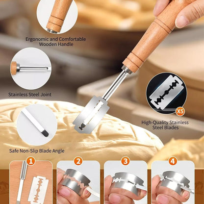 Banneton Bread Proofing Basket - Rattan Proofing Baskets for Sourdough Bread | Banneton Baskets Bowls with Linen Liners for Artisan Homemade Bread Baking (9 inch Basket Set of 2 with Baking Supplies)