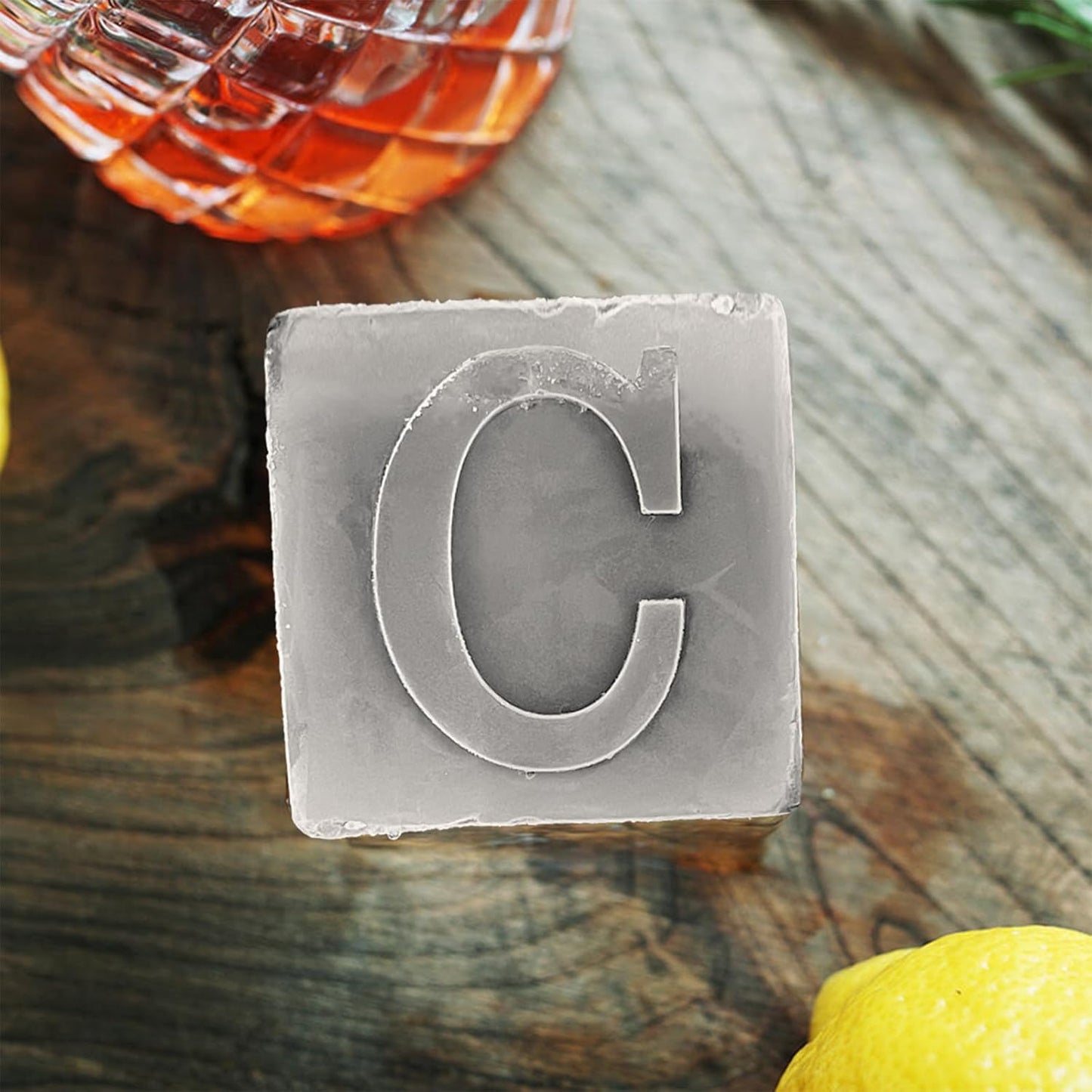Letter C Monogram Ice Cube Mold Custom Ice Cube Mold 2 Inch Big Initials Silicone Ice Cube Tray Gifts for DAD Gifts for Him