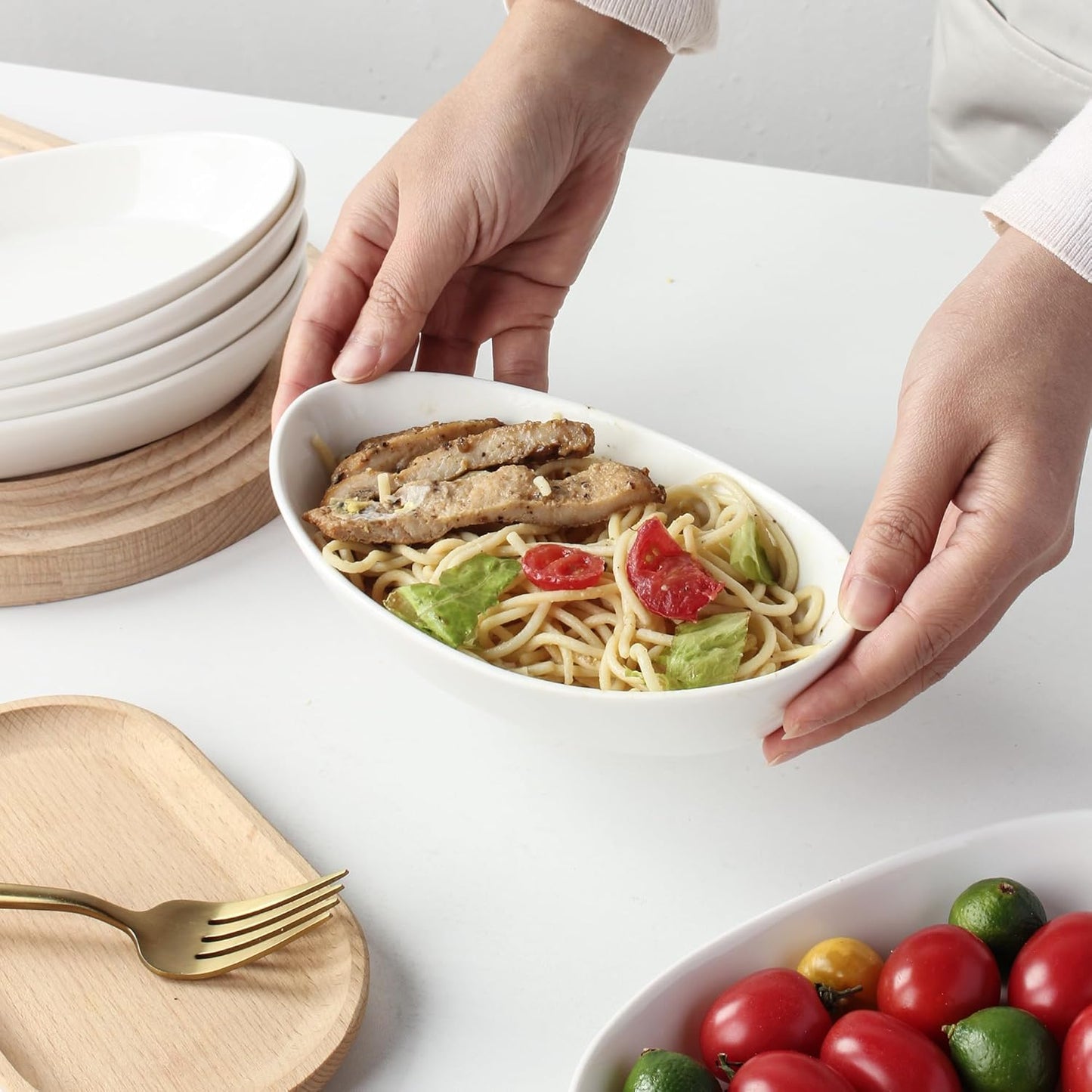 Au Gratin Baking Dishes for Oven Safe, Porcelain Mini Casserole Dish (4pc Set). 10oz Individual Gratin Dishes Set, Ceramic Small Baking Dish for Single Serving, Banana Split Bowls, 7.6x4.4in