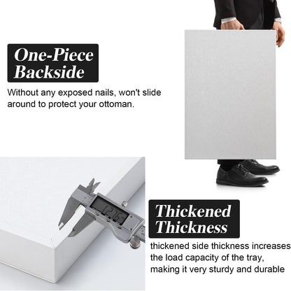 White Decorative Tray for Coffee Table, Modern Large Ottoman Tray for Living Room,Drink Coffee Serving Tray