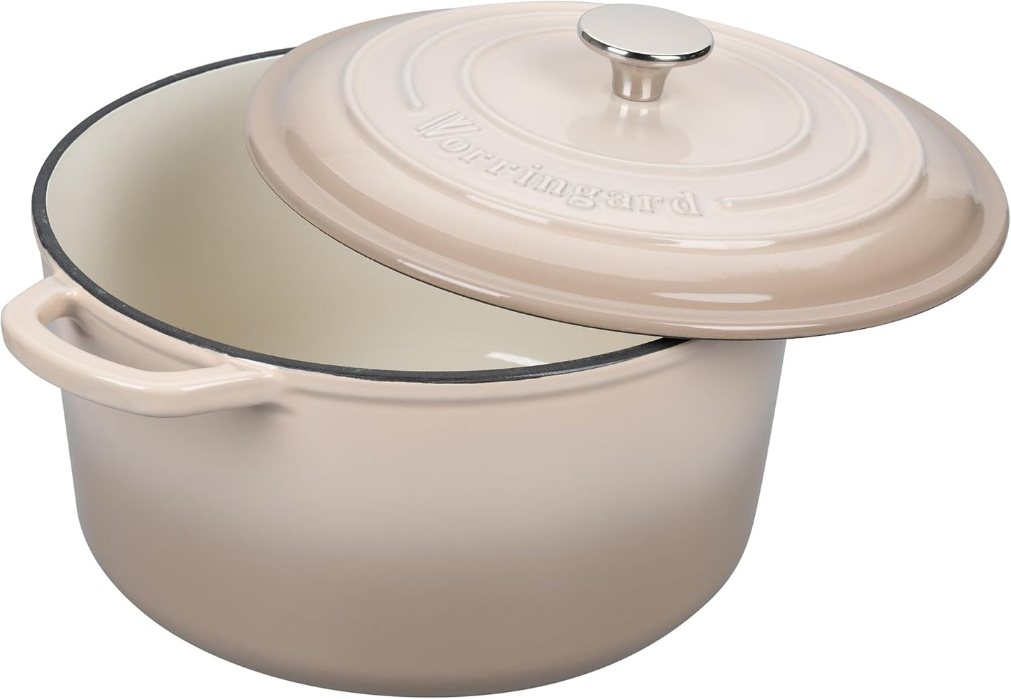Enameled Cast Iron Dutch Oven Pot with Lid, for Sourdough Bread Baking, Round Dutch Ovens, 4.5 Quart, Latte