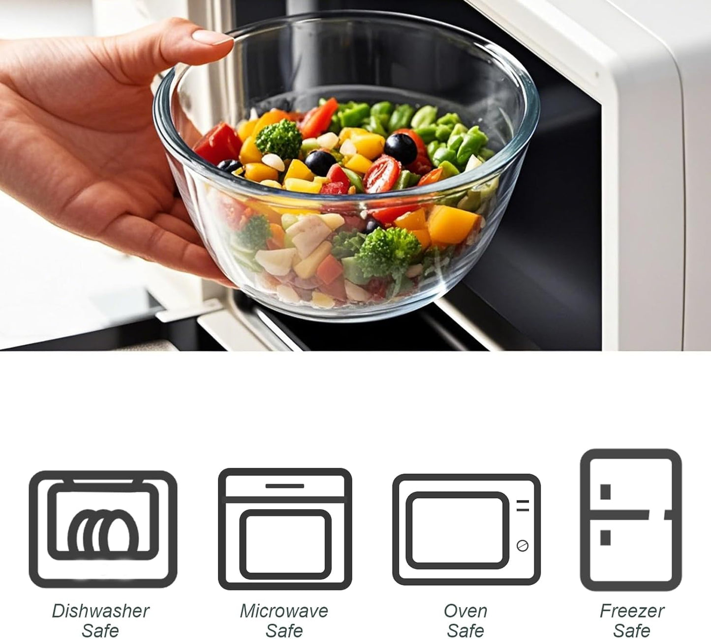 M MCIRCO Glass Mixing Bowls with Lids, 4 Packs Glass Bowl Set, Nesting Bowls for Meal Prep, Food Storage, Bowls For Cooking, Baking, BPA-Free, 0.8/1.7/2.9/4.8 Qt