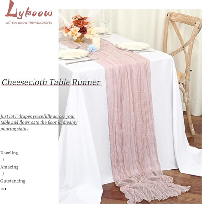 15 Packs Cheesecloth Table Runner Dusty Pink,10 Ft Rustic Gauze Boho Wedding Table Runner Decoration, Wedding Table Decor Table Cloth for Wedding Party Bridal Shower Table,21.5x120in