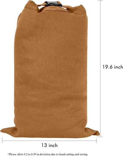 2 Pcs Reusable Linen Bread Bags with Zipper (Dark Yellow), 13 x 19.6 Inches, Plastic Free, Single Layer