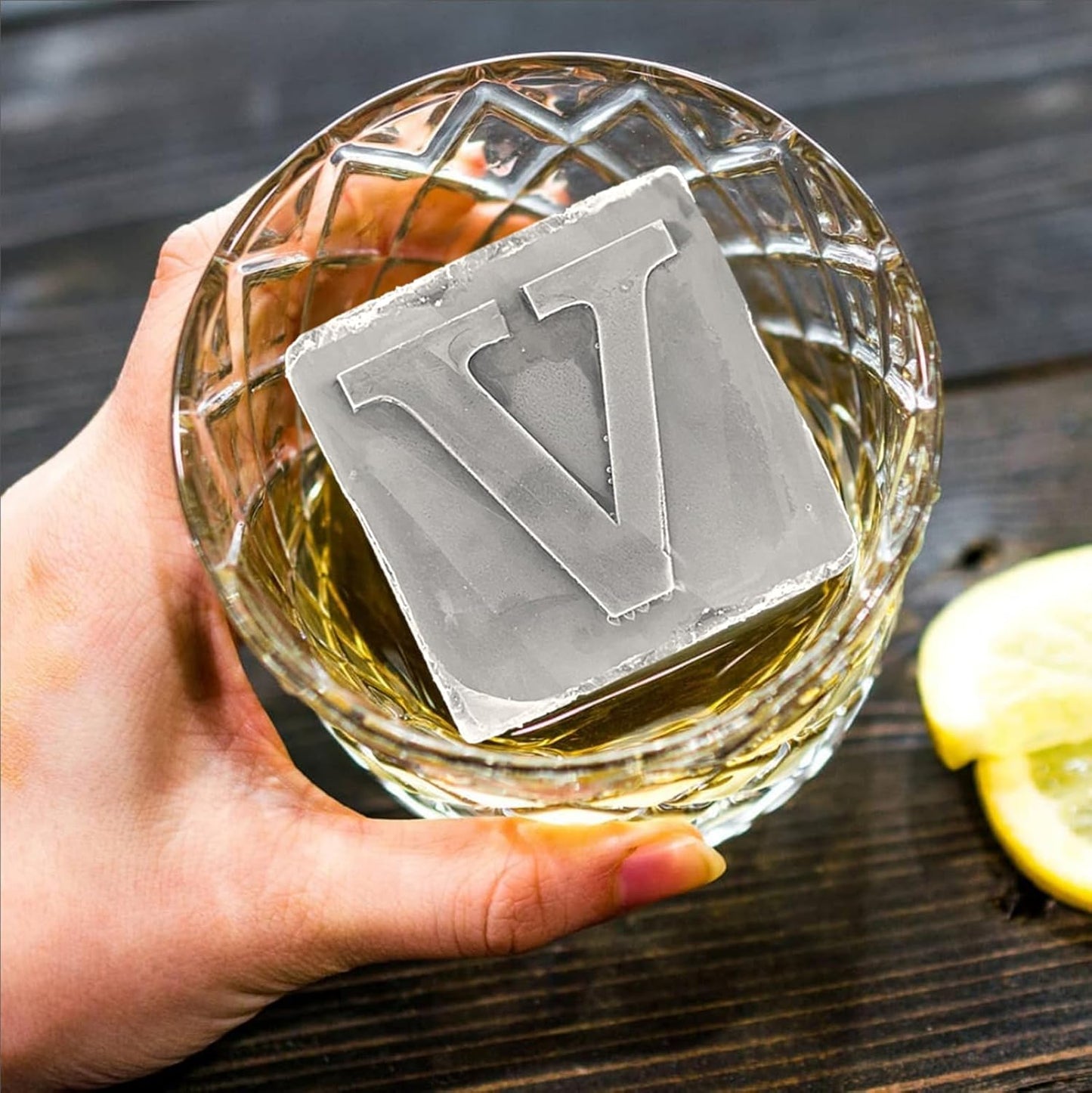 Letter V Monogram Ice Cube Mold Custom Ice Cube Mold 2 Inch Big Initials Silicone Ice Cube Tray Gifts for DAD Gifts for Him