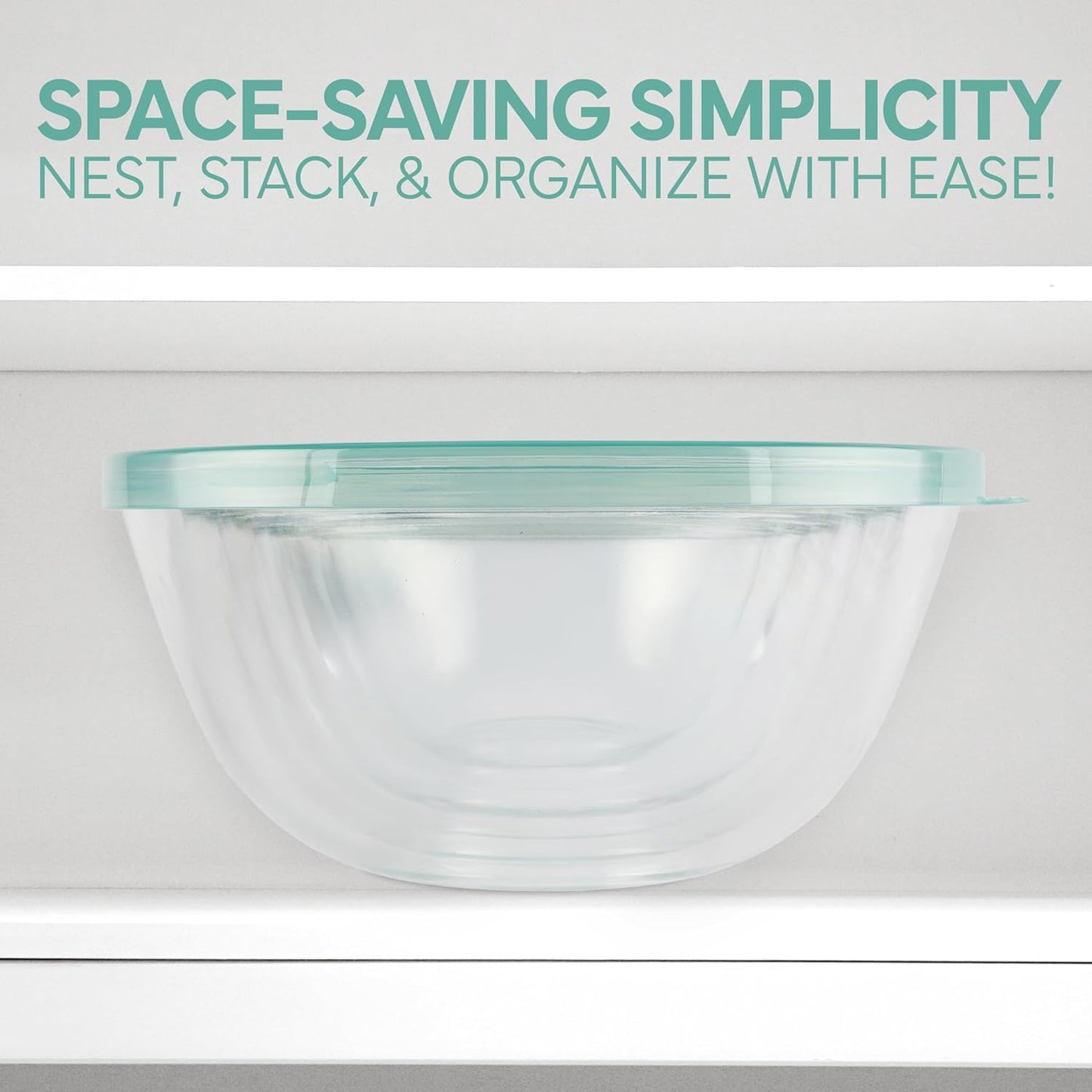 COOK WITH COLOR 12 Pc Glass Mixing Bowl Set with Lids – Borosilicate Glass Nesting Bowls for Cooking, Baking and Meal Prep, Mint