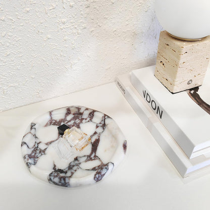 Marble Tray for Jewelry, Food and Daily Items, Irregular Stone Sculpture, Suitable for Home Decor Storage Tray Vanity/Dresser Non-Resin/Non-Ceramic (yuanduo-baoge)