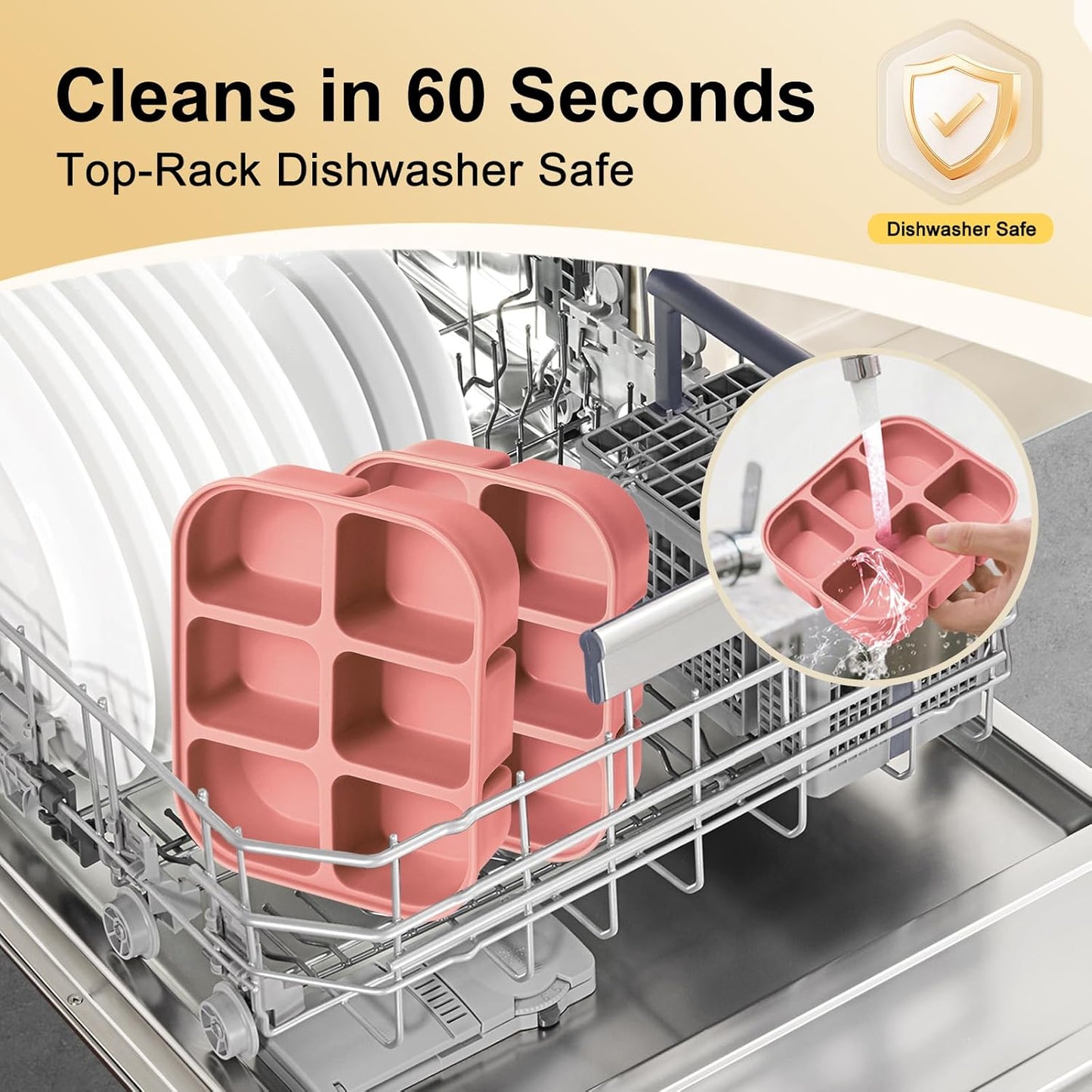 Ice Cube Tray 2 Pack - Stackable Large Silicone Ice Cube Freezer Molds & Easy Release Square Ice Cube Maker with Removable Lid BPA Free for Cocktail,Whiskey,Soup Baby Food