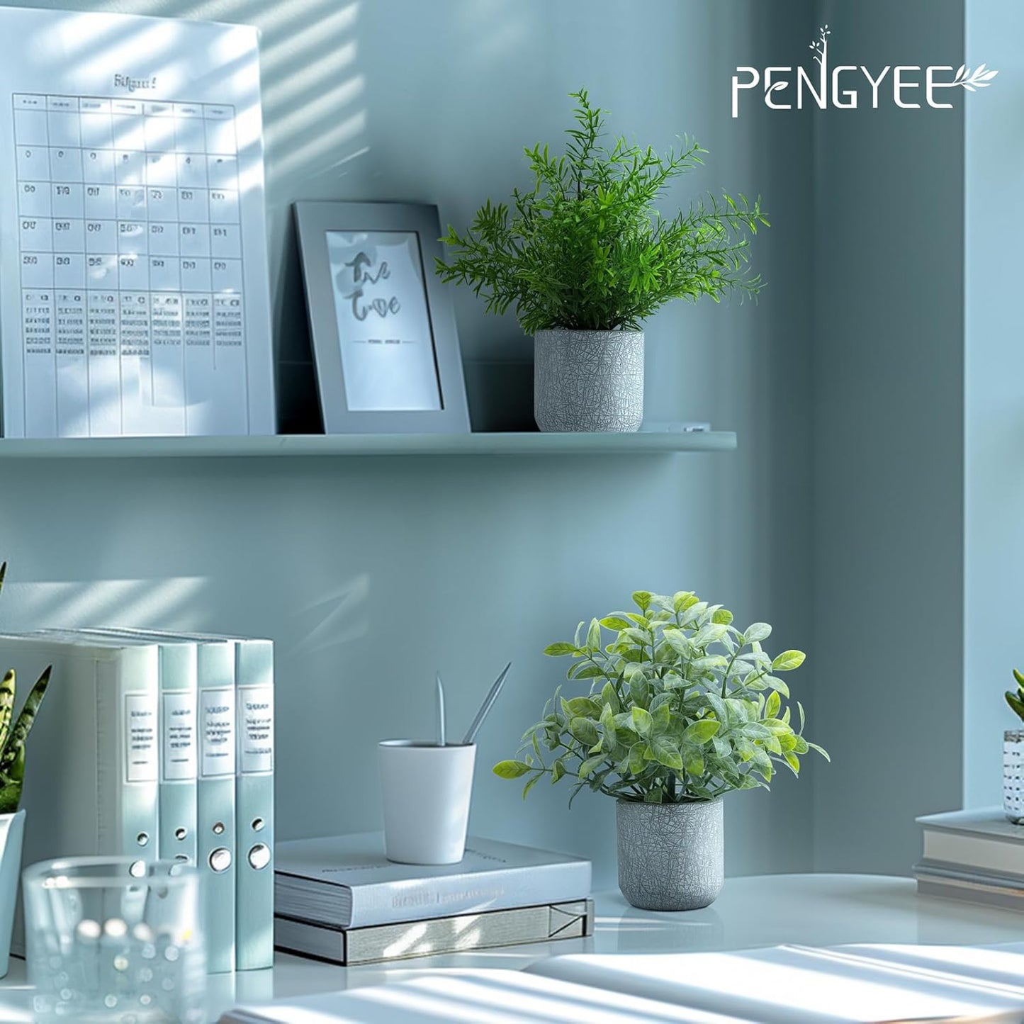 4 Pack Small Fake Plants in Farmhouse Concrete Planter, Artificial Plants Indoor for Home Decor, Small Faux Plants Indoor for Bathroom Bedroom Shelf Desk Office Table Kitchen Room Decor