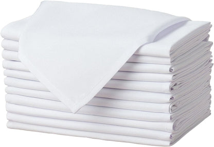 Gee Di Moda Cloth Napkins - 17 x 17 Inch White Dinner Napkins - Set of 12 Soft & Absorbent Washable Fabric Cloth Table Napkins with Hemmed Edges for Hotel Restaurant, Holiday Parties & Wedding