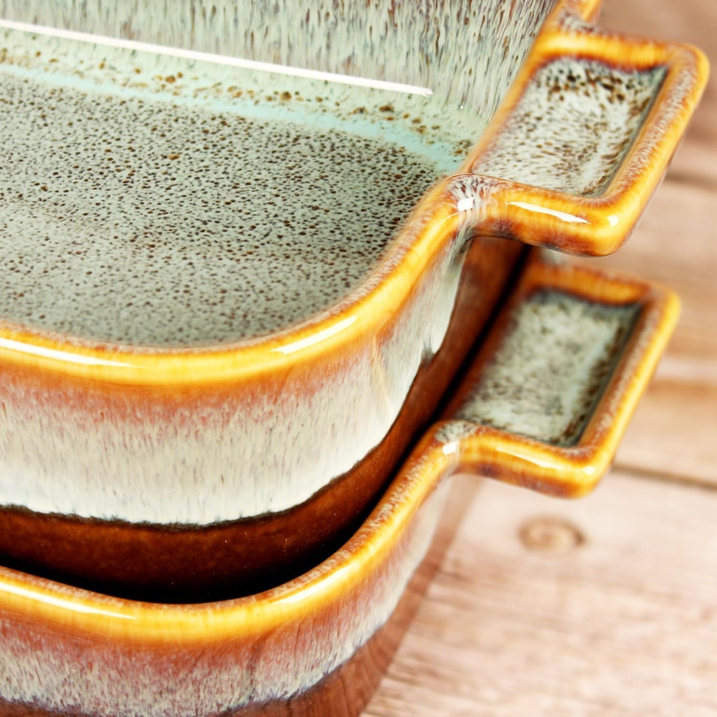 Rectangular 11.5 x 8.5 Casserole Dish, 2.5 Qt Ceramic Au gratin Baking Dish with Handles, or for mixing, salad, pasta plate, Best gift for those who love baking, Microwave, Oven safe