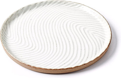 Vanity Tray with Brown Trim - Candle & Perfume Holder Organizer - Decorative Round White 8"8" Countertop Tray for Bathroom & Dresser