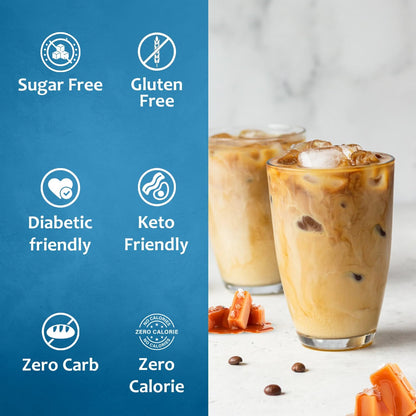 Syruvia Sugar Free Coffee Syrup, Salted Caramel Flavored Syrup for Drinks, Lattes, and Desserts – 25.4 fl oz,