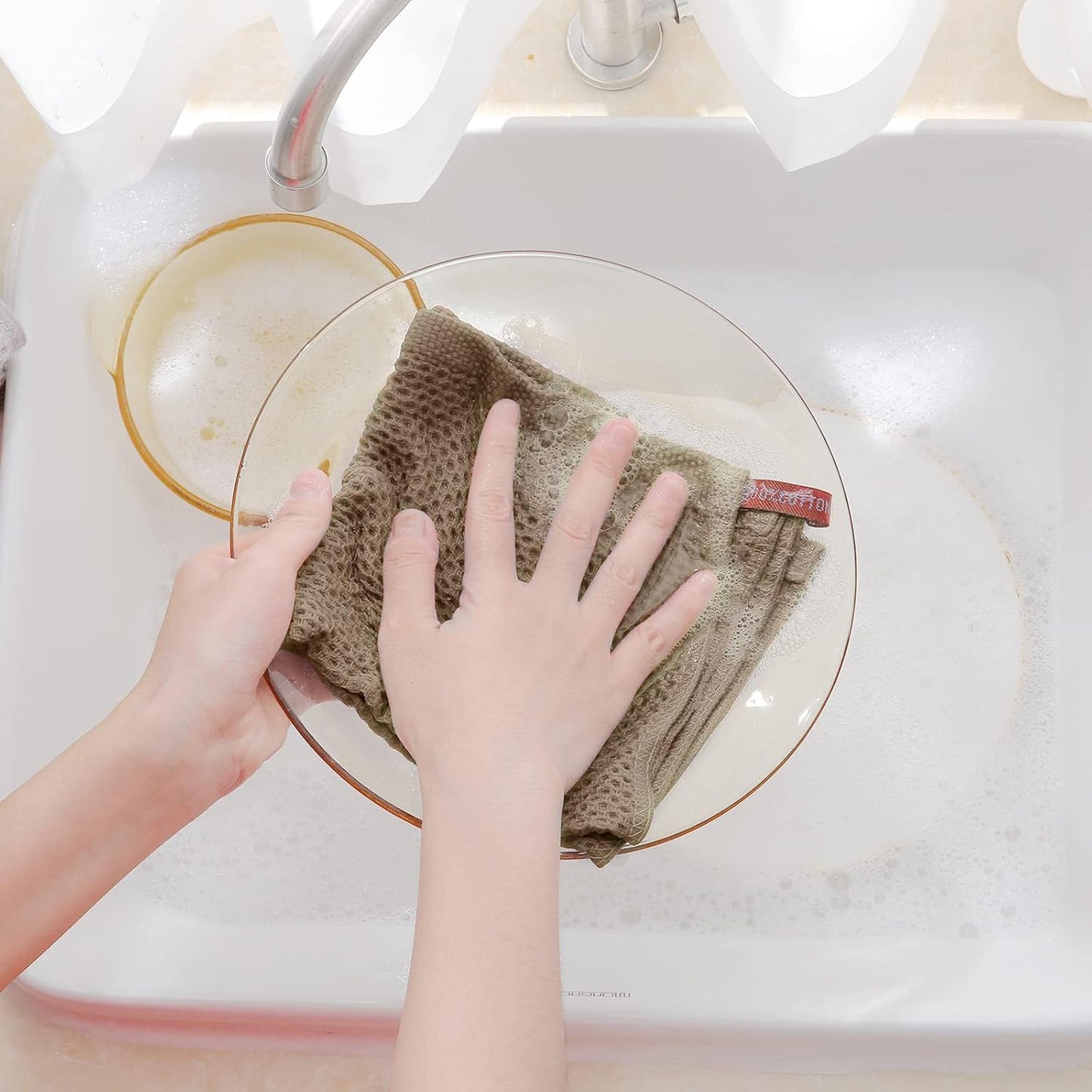 Homaxy 100% Cotton Waffle Weave Kitchen Dish Cloths, Ultra Soft Absorbent Quick Drying Dish Towels, 12 x 12 Inches, 8-Pack, Tan