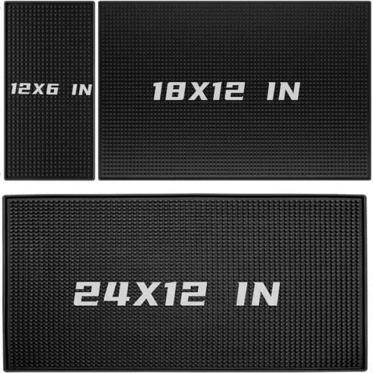 WANGCHAO Bar Mat Set - 8mm Thick Anti-Skid Non-Toxic Rubber Bar Mat for Home Bar, Countertop, Restaurants, Coffee Bar Mat - Premium Rubber Bar Service Spill Mat (3 pack) (24*12"+18*12"+12*6")