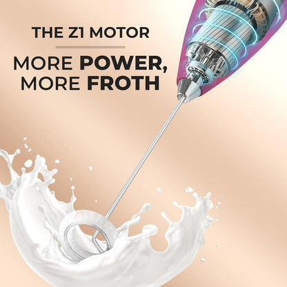 Zulay Kitchen Powerful Milk Frother Wand With 4 AA Duracell Batteries - Ultra Fast Handheld Drink Mixer - Electric Whisk Foam Maker for Coffee, Lattes, Cappuccino, Matcha & Creamer